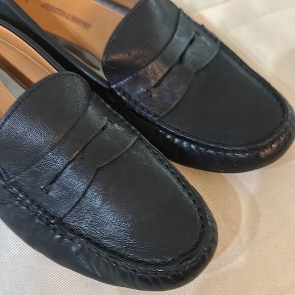 Johnston & Murphy Black Leather Loafers Moccasin-Style Slip-Ons - Picture 4 of 10